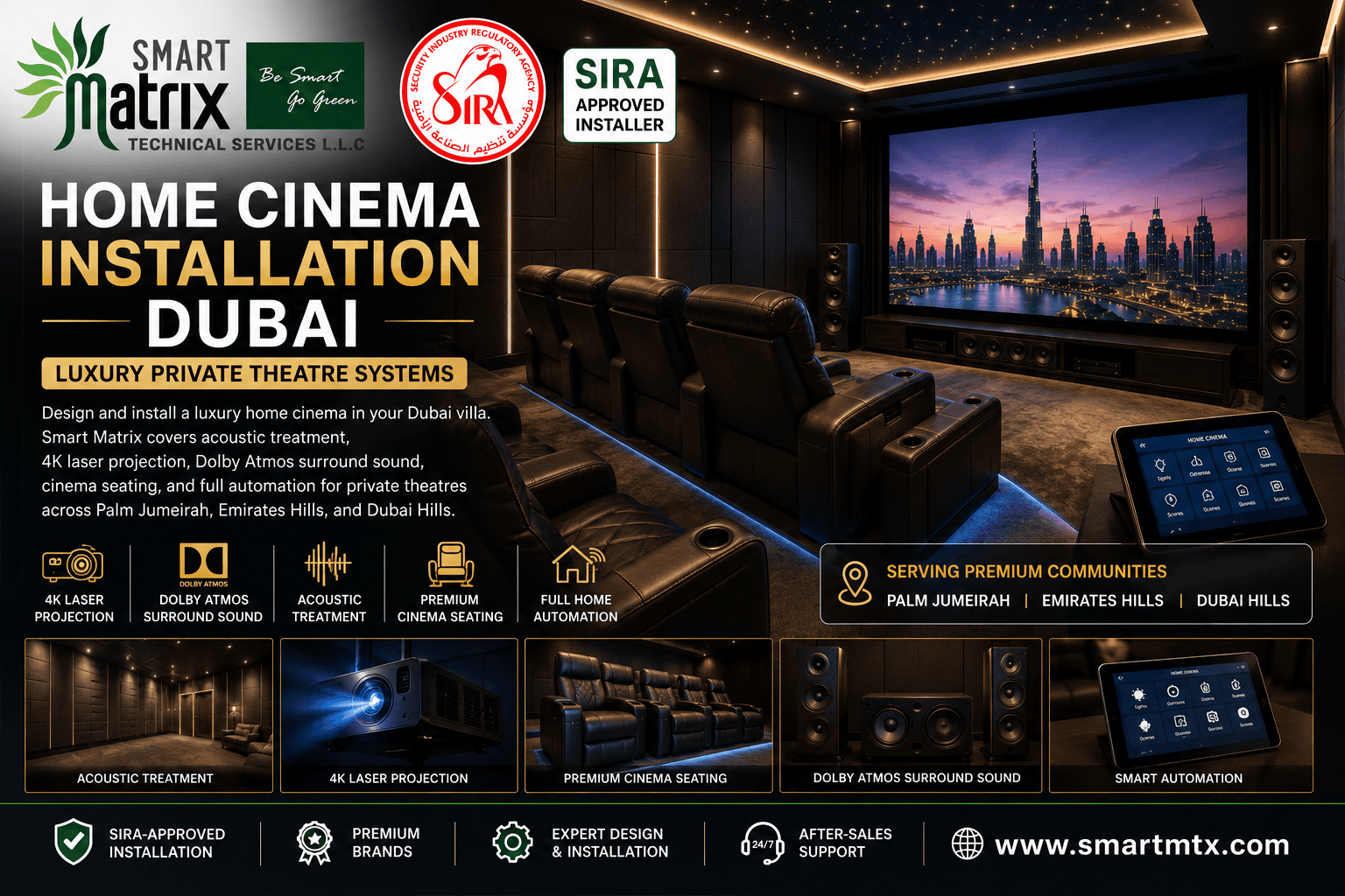 Home Cinema Installation Dubai | Luxury Private Theatre Systems